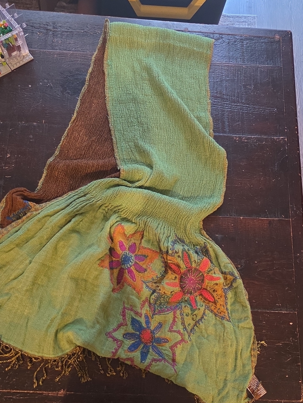 Embroidered Floral Lightweight Boho Wrap Scarf